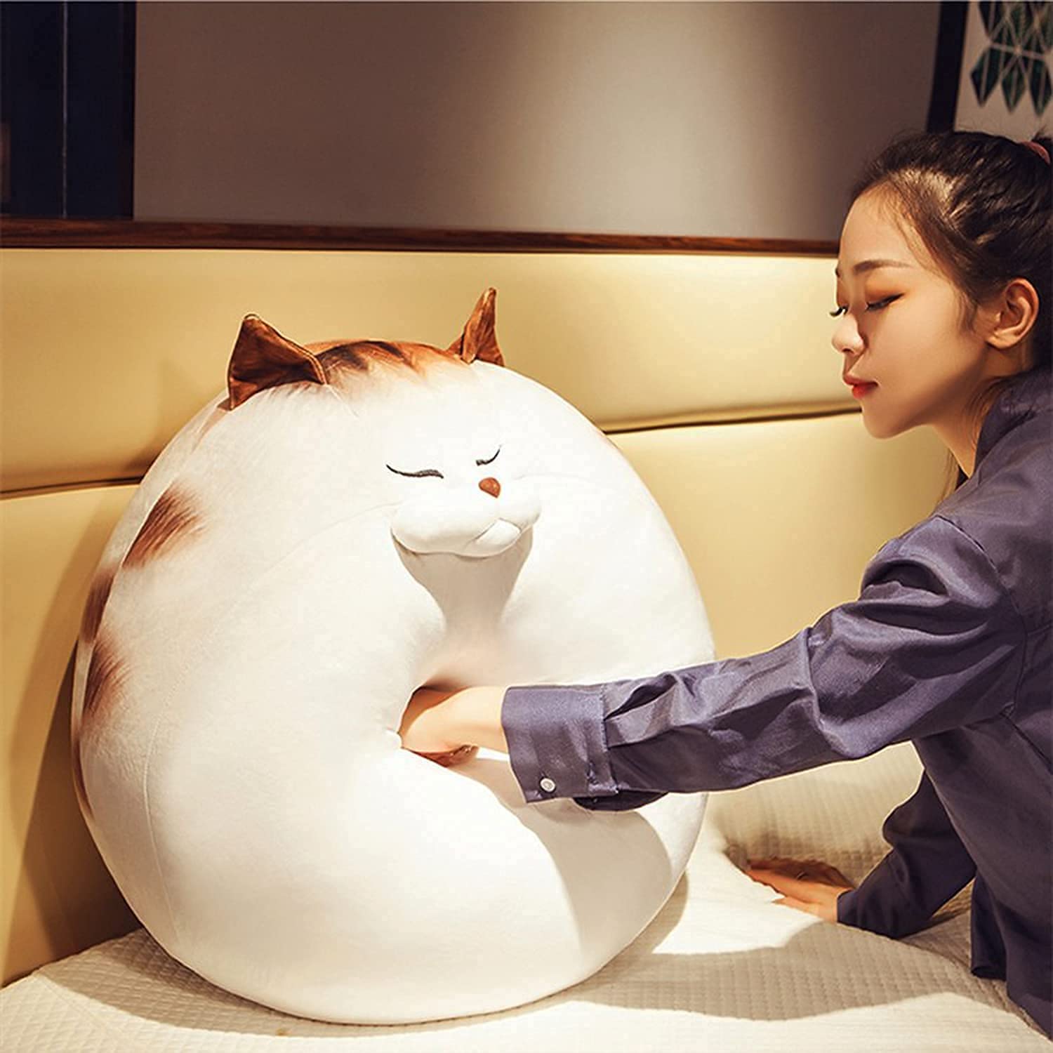 Cute Chubby Cat Plush Brown