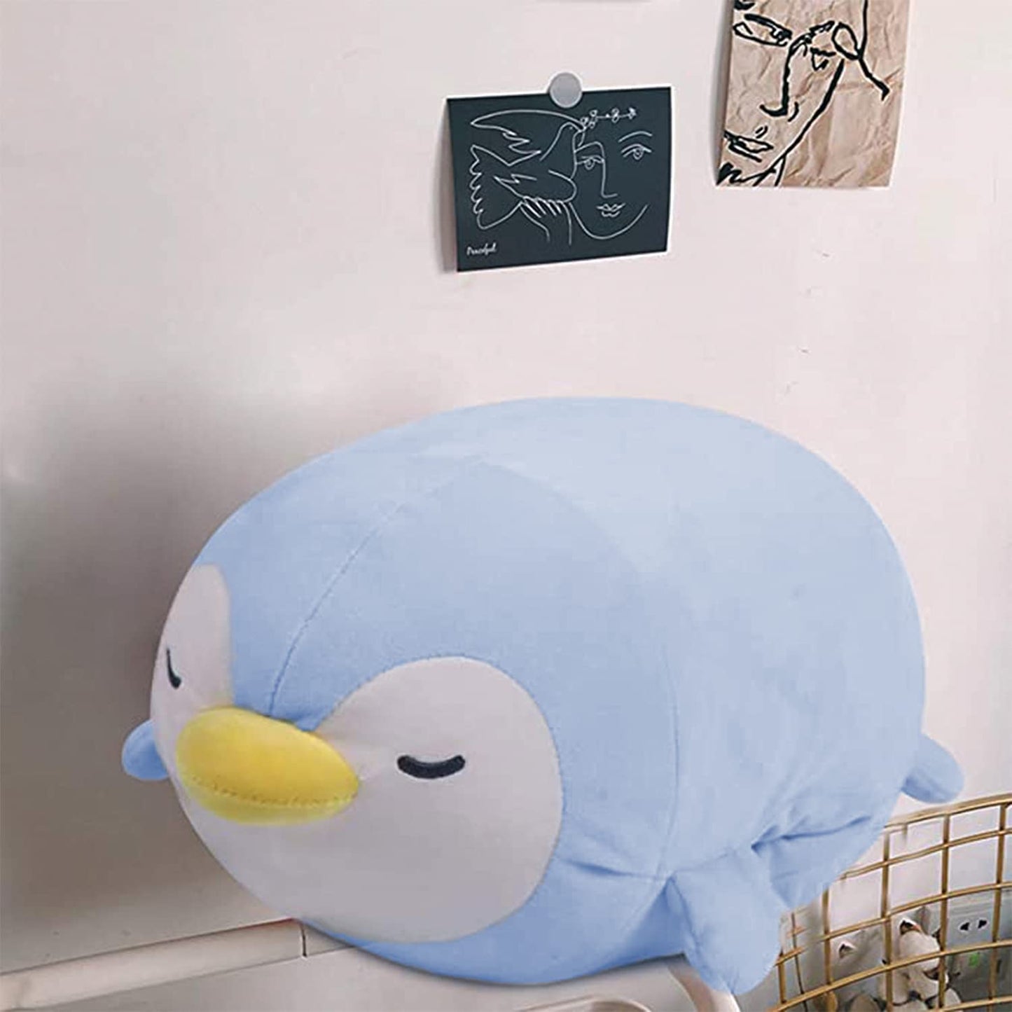 Penguin Plush Pillow 18 inch Blue