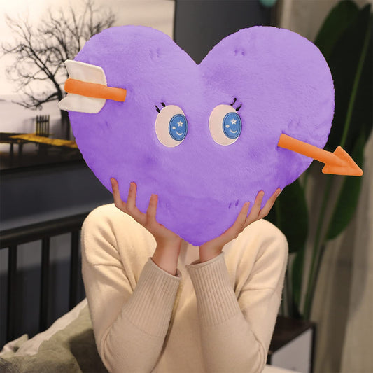 Heart Stuffed Plush Pillow Purple