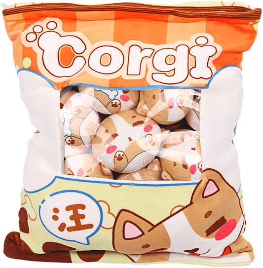 Removable Stuffed Animals Doll Toy Bag of Pillow Corgi