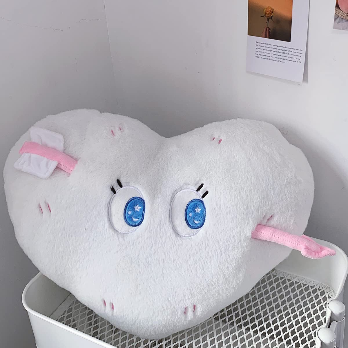 Heart Stuffed Plush Pillow White