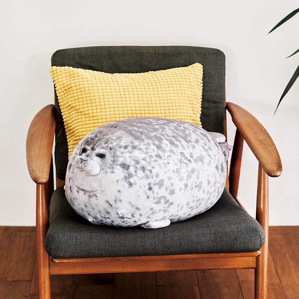 Chubby Blob Seal Pillow 24 In Grey