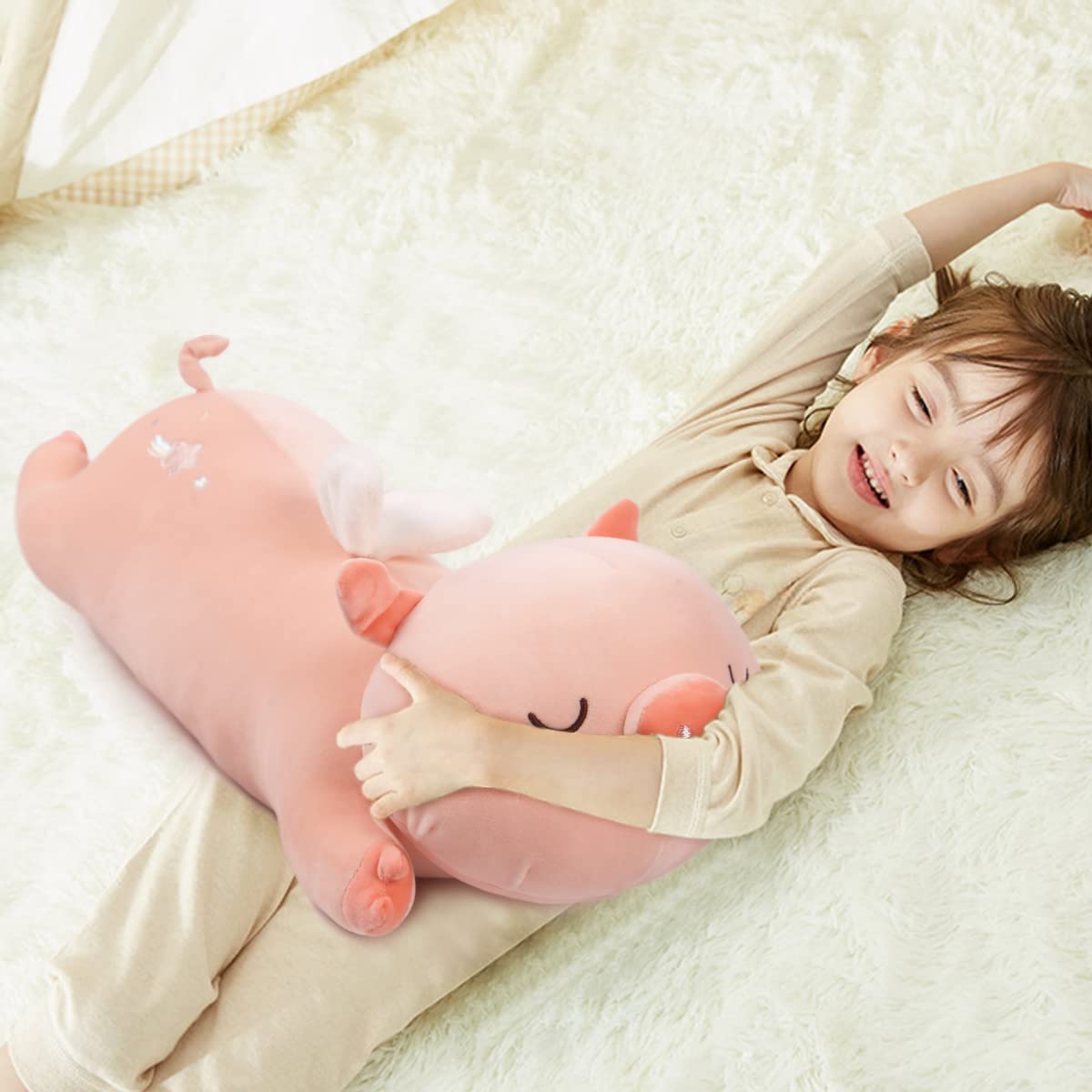 20 inch Pink Piggy Plush Stuffed Animal Pillow