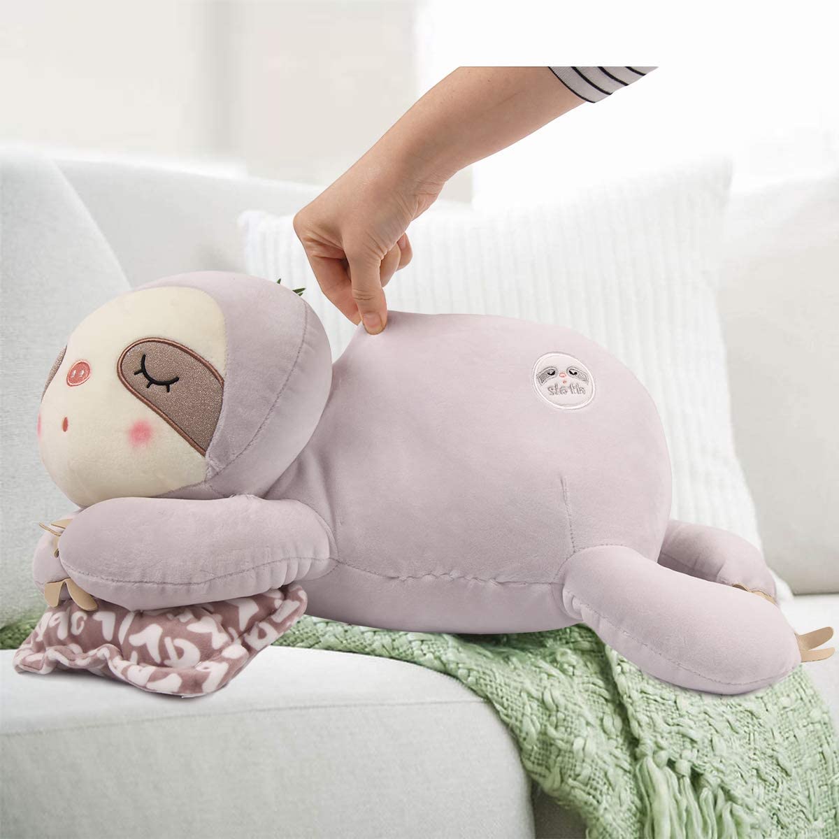 20 inch Stuffed Sloth Plush Animal Pillow Purple 
