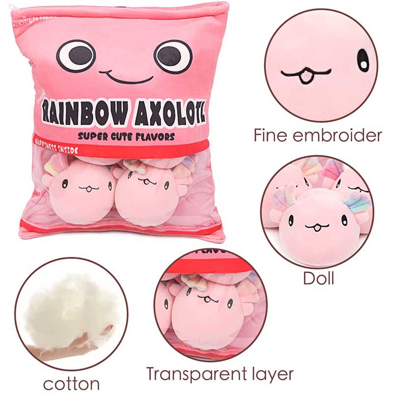 18 inch Removable Stuffed Animals Doll Toy Bag of Pillow Axolotl Pink