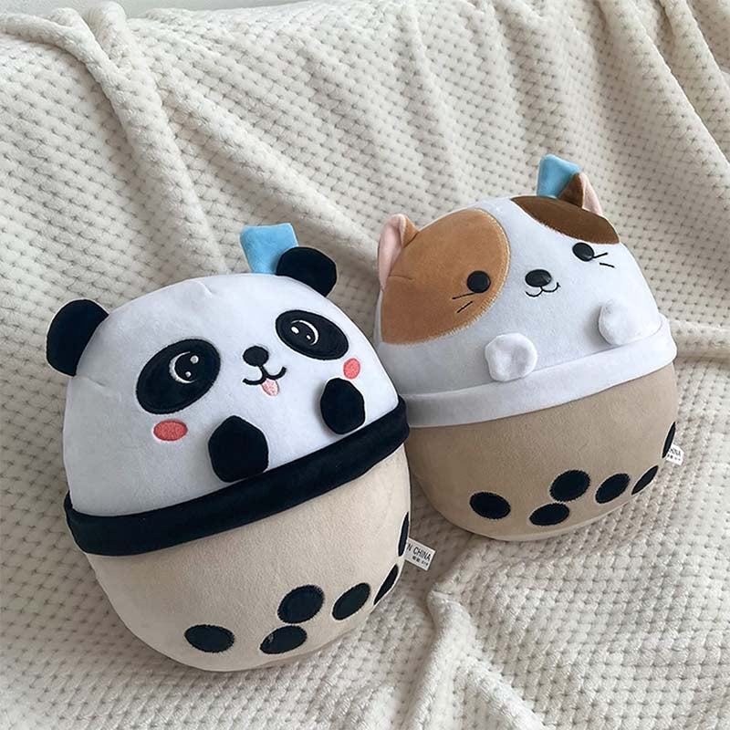 9.4 inch Stuffed Boba with Panda Plushie Bubble Tea Pillow