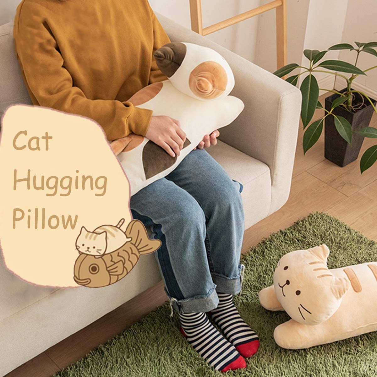 ARELUX 23 inch Soft Cat Big Sleeping Hugging Pillows