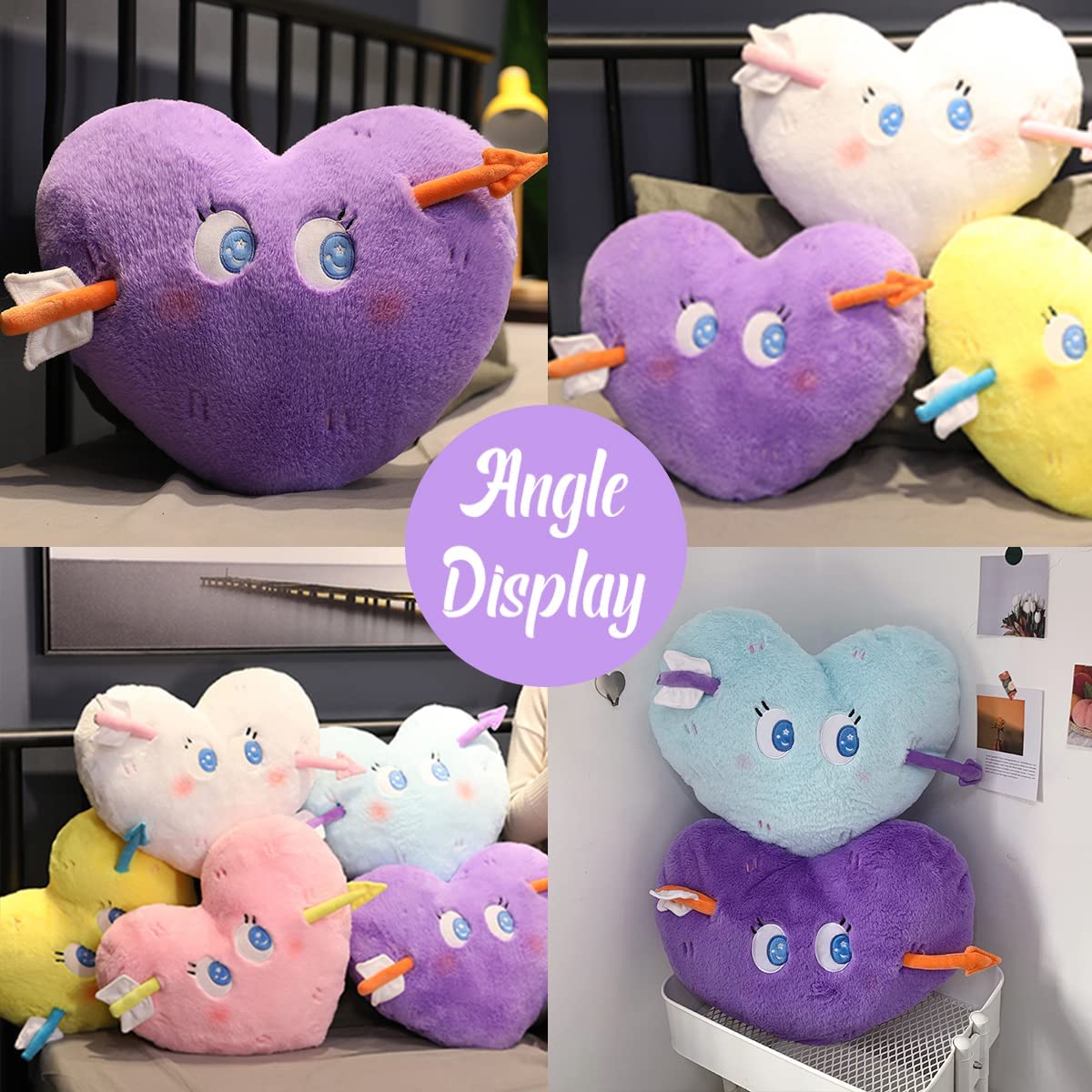 Heart Stuffed Plush Pillow Purple