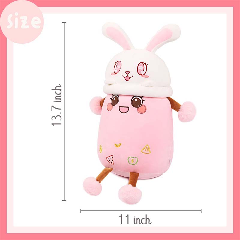 Stuffed Boba with Bunny Plushie Bubble Tea Pillow 14 inch
