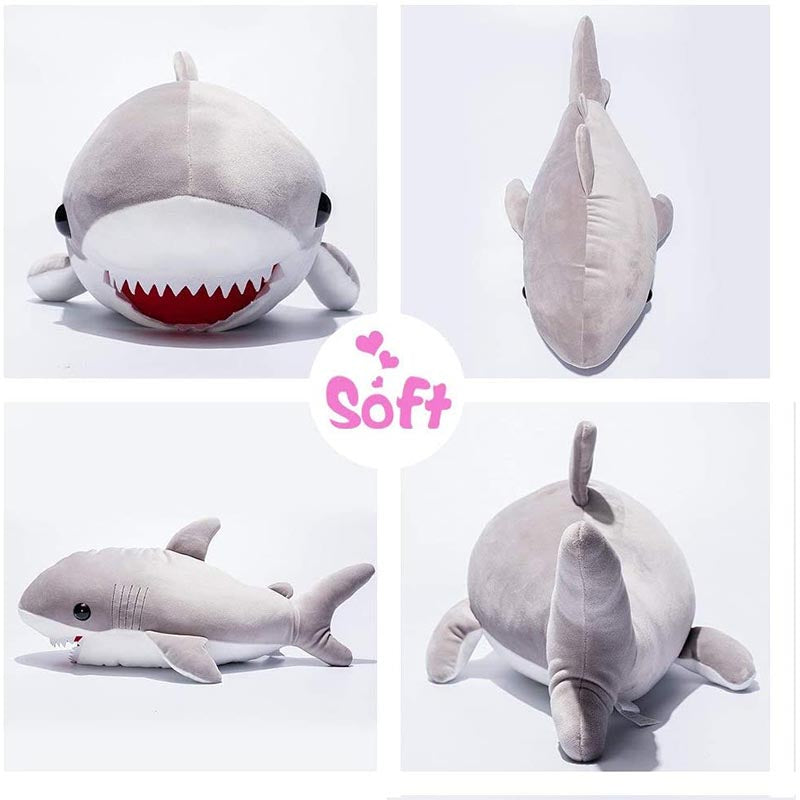 22 inch Large Grey Shark Pillow