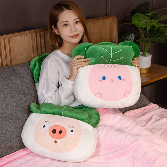 Kawaii Vegetable Plush With Blanket For Travel