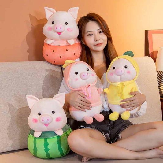 Funny Fruit Pig Round Plush