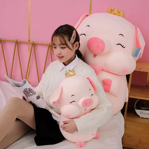 Cute Pig with Crown Weighted Plush