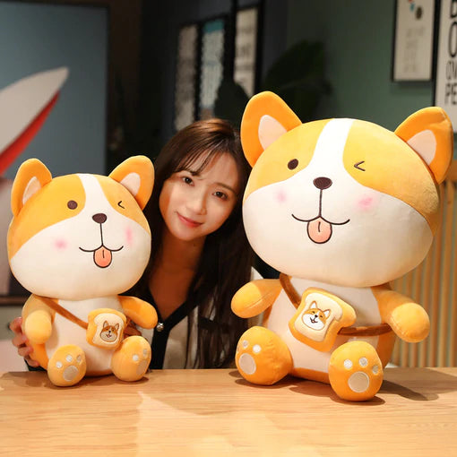 Cute Shiba Inu with Toast Plushie